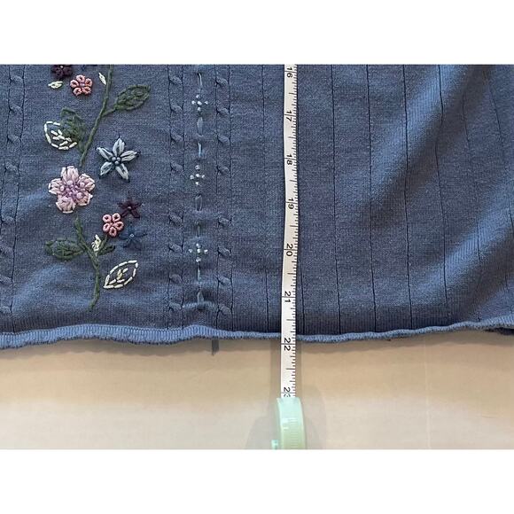 Alfred Dunner Periwinkle Blue Short Sleeve Ribbed Sweater Embroidered Beaded MP - Picture 12 of 13